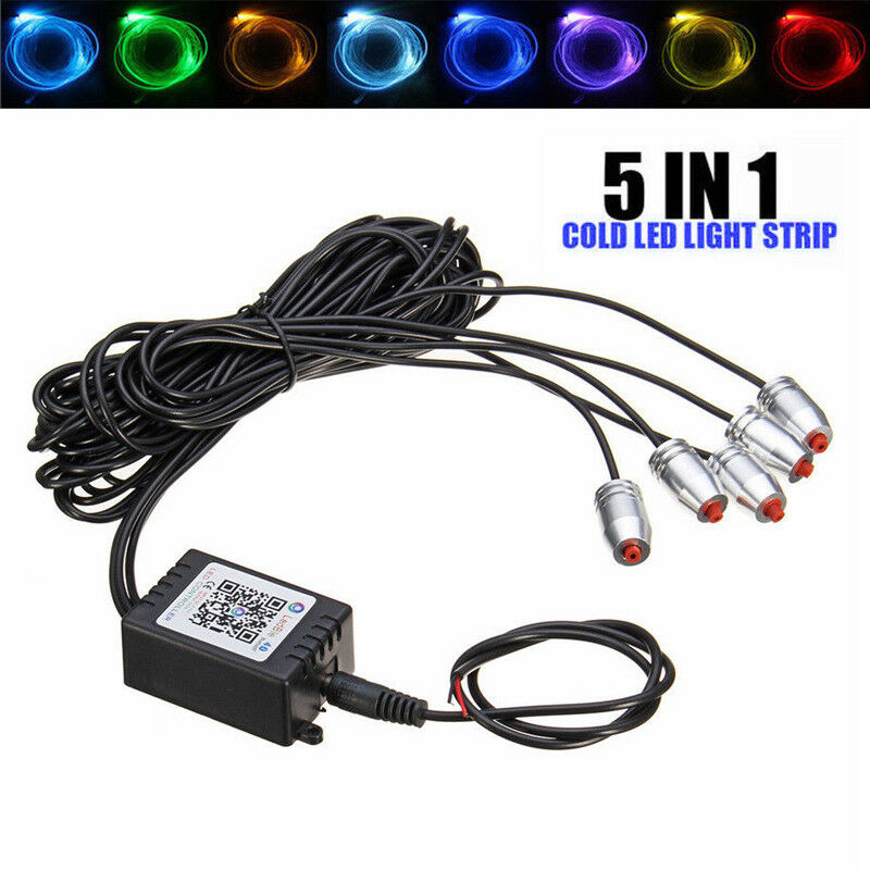 RGB 5 LED Car Door Dash Ambient Light 6m Neon Strip Bluetooth APP Control Bright