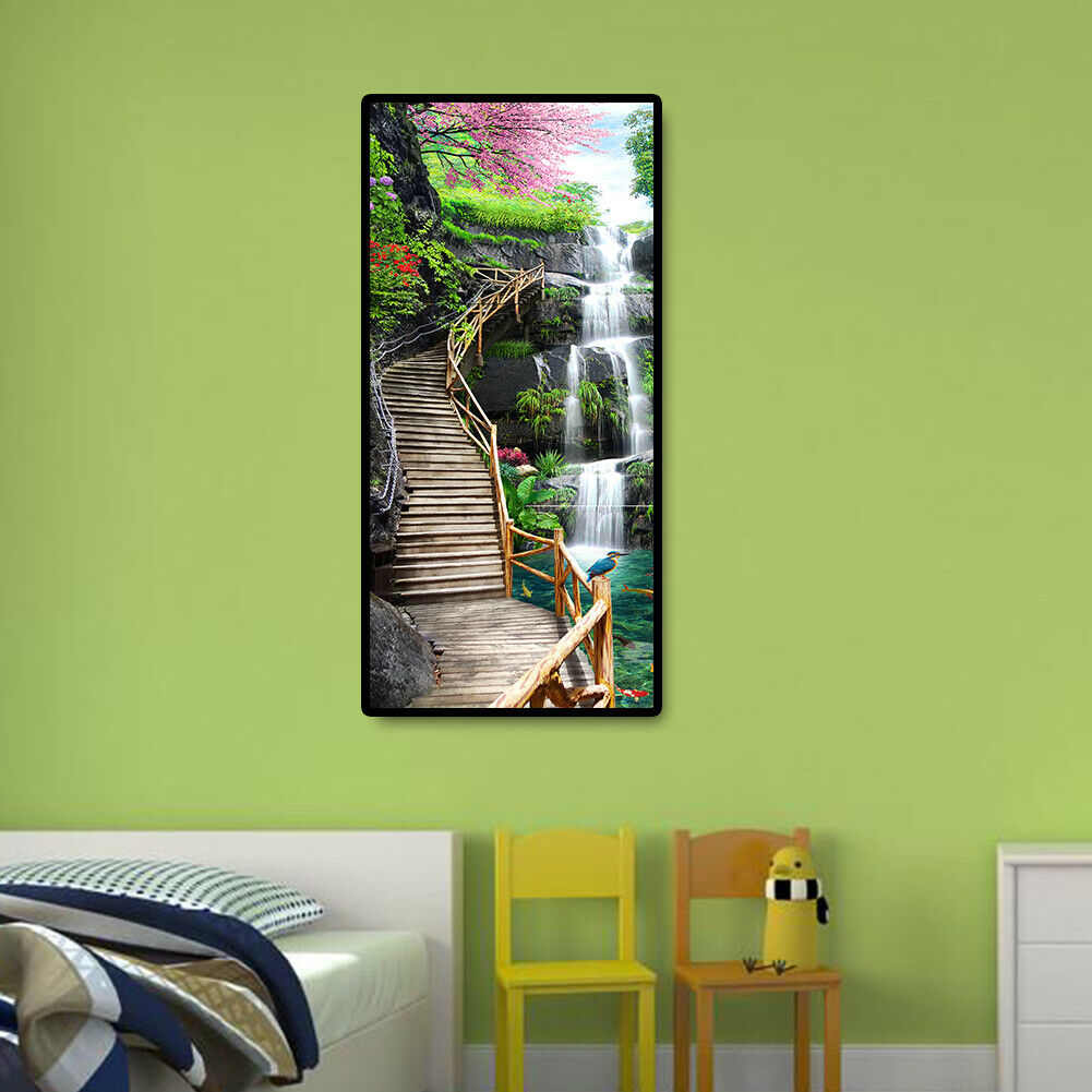 Waterfall Trestle Diamond Painting 5D DIY Full Round Drill Embroidery Craft @