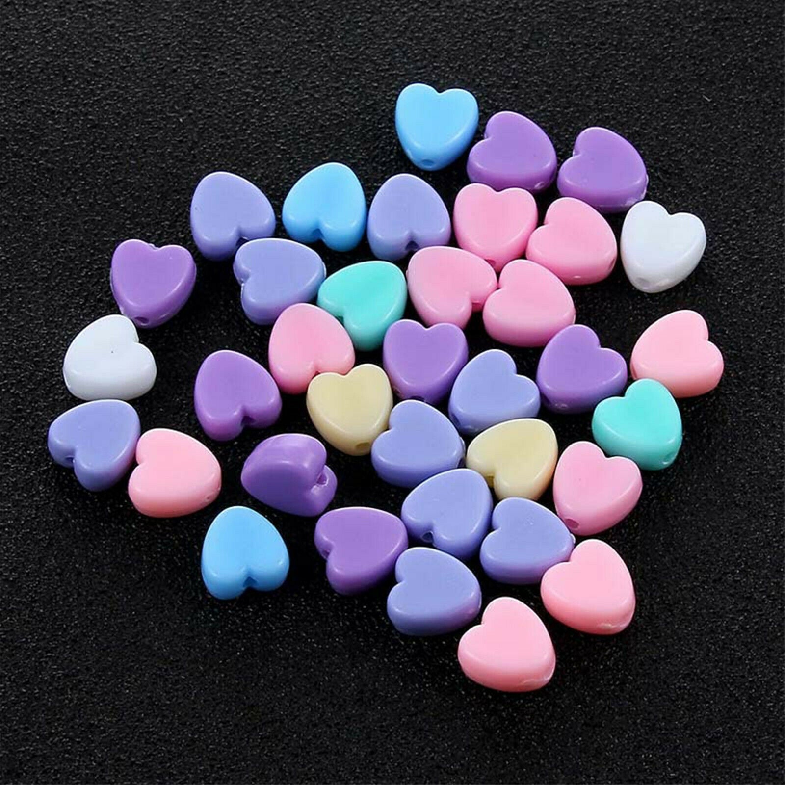 50pcs/lot Acrylic 9x8mm Mixed Heart Shaped Loose Bead Spacer Beads DIY Findings