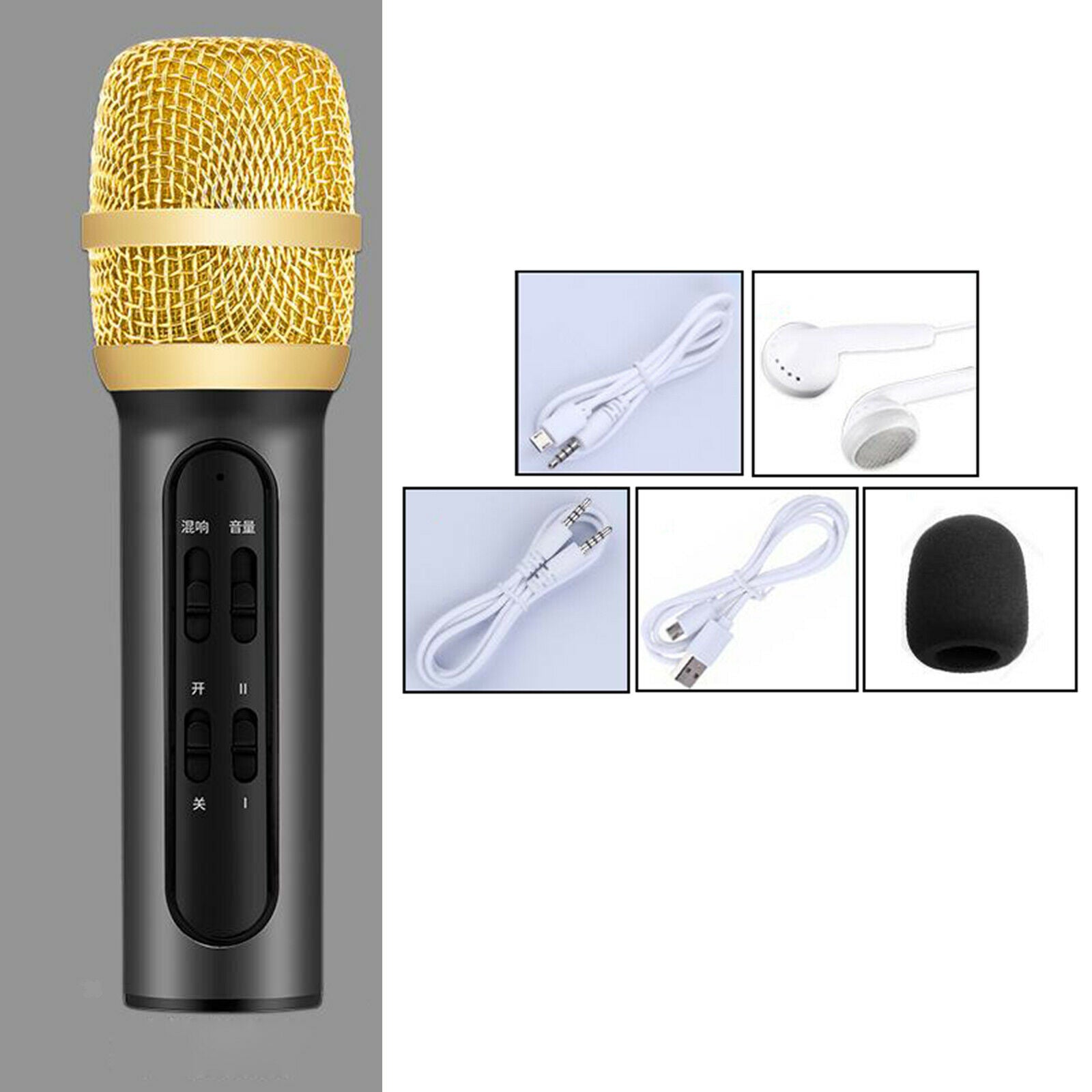 Wireless KTV Karaoke DJ Condenser Microphone Live Mic Computer For Android Black