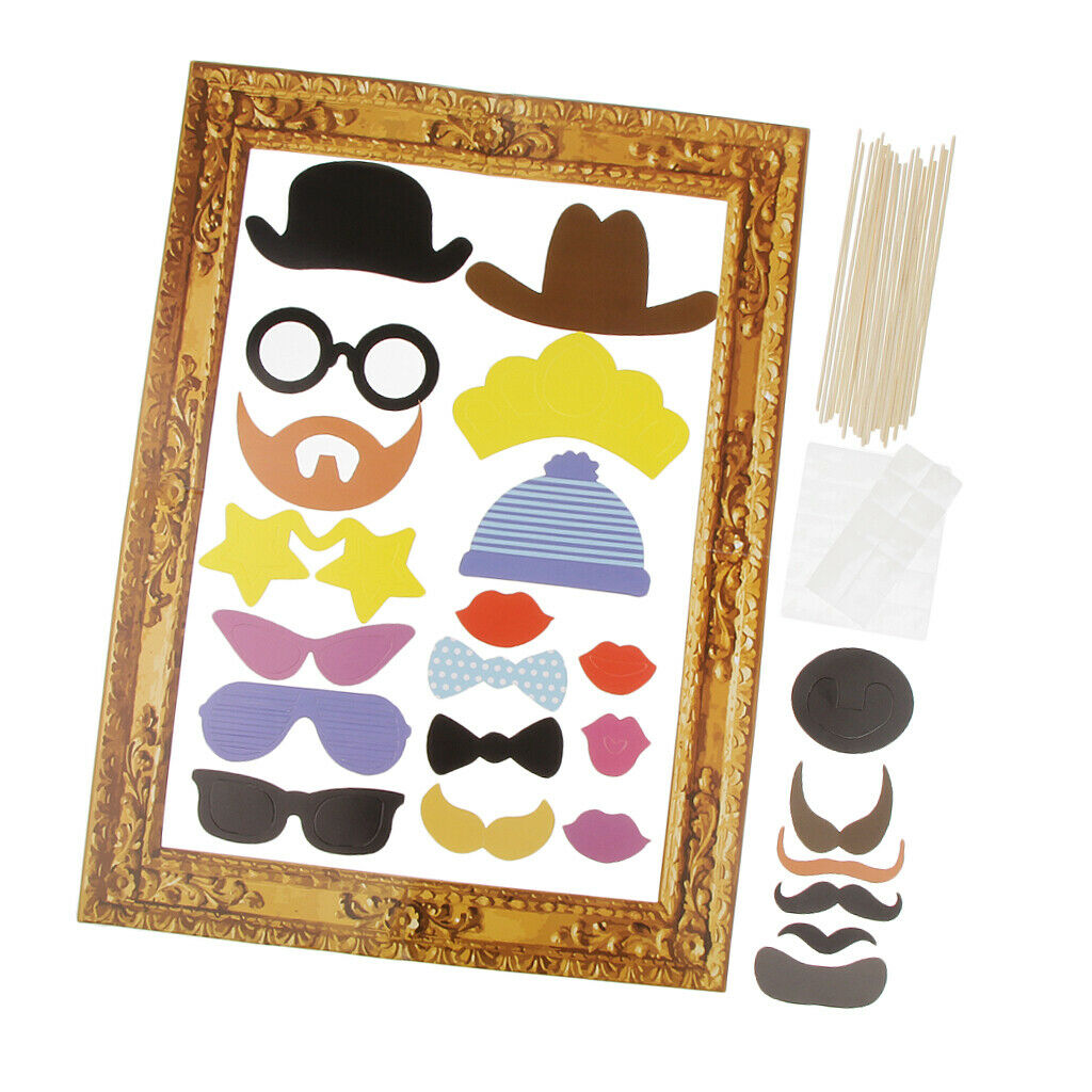 DIY Chalkboard Selfie Frame Photo Booth Props Kits Funny Party Accessories