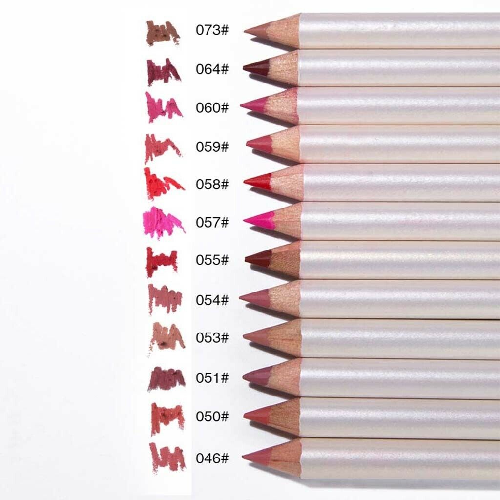 12pcs Lip Liner Beauty Pencil Fuller Lips Make Up Pen Tool Lip Crayon Matte