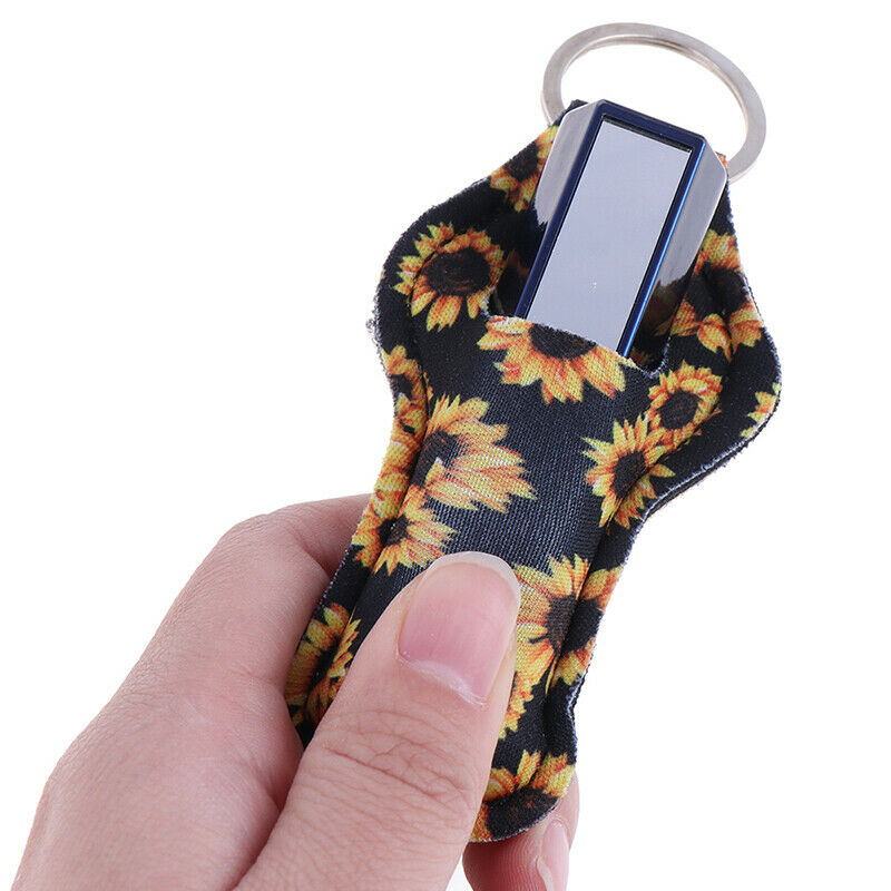 1PC Neoprene Sunflower Keychain Lipstick Holder The Best Gift for Birthday Pb