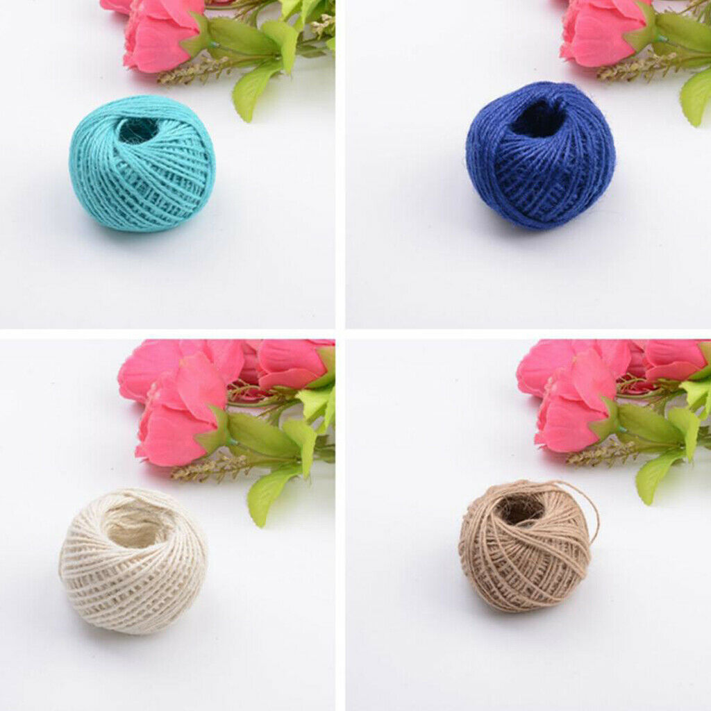 50M 2mm Colorful Natural Jute Twine Cord String Rope 2 Ply 4 Rolls DIY Craft