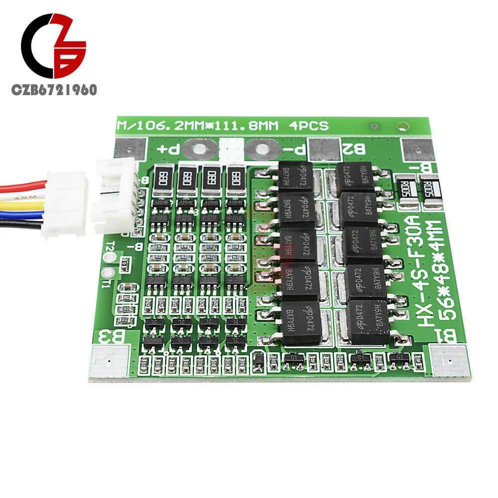 4S  Li-ion Lithium 30A 14.8V BMS PCB Protection Board Cell Balance