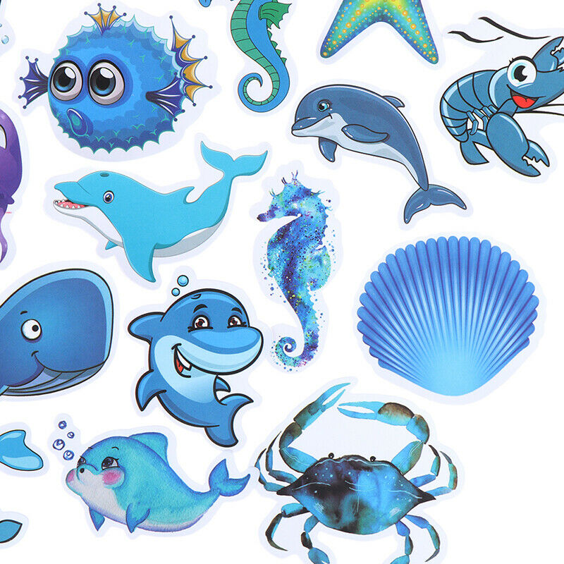 49Pcs Cute Blue Sea Marine Animals Stickers Suitcase Laptop Skateboard Decals Tt