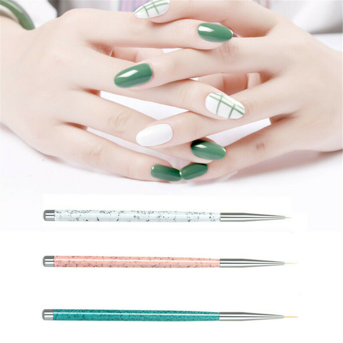 3x Waterproof Nail Art Pen Dotting Paint Drawing UV Gel Liner Polish Brush Tool