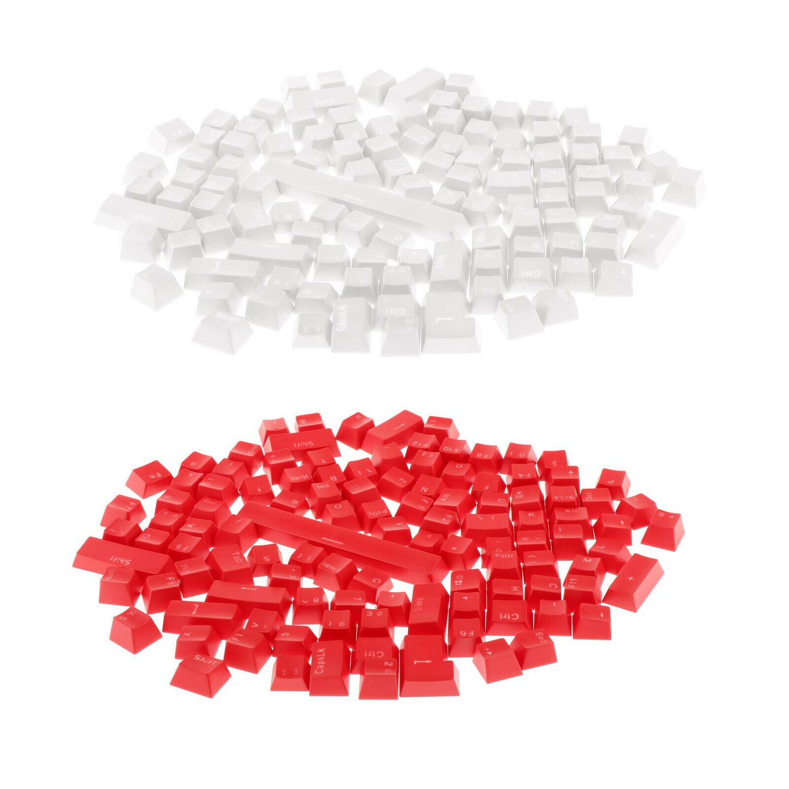 2 Translucent 108 Keys for Mechanical Keyboard Red + White Red