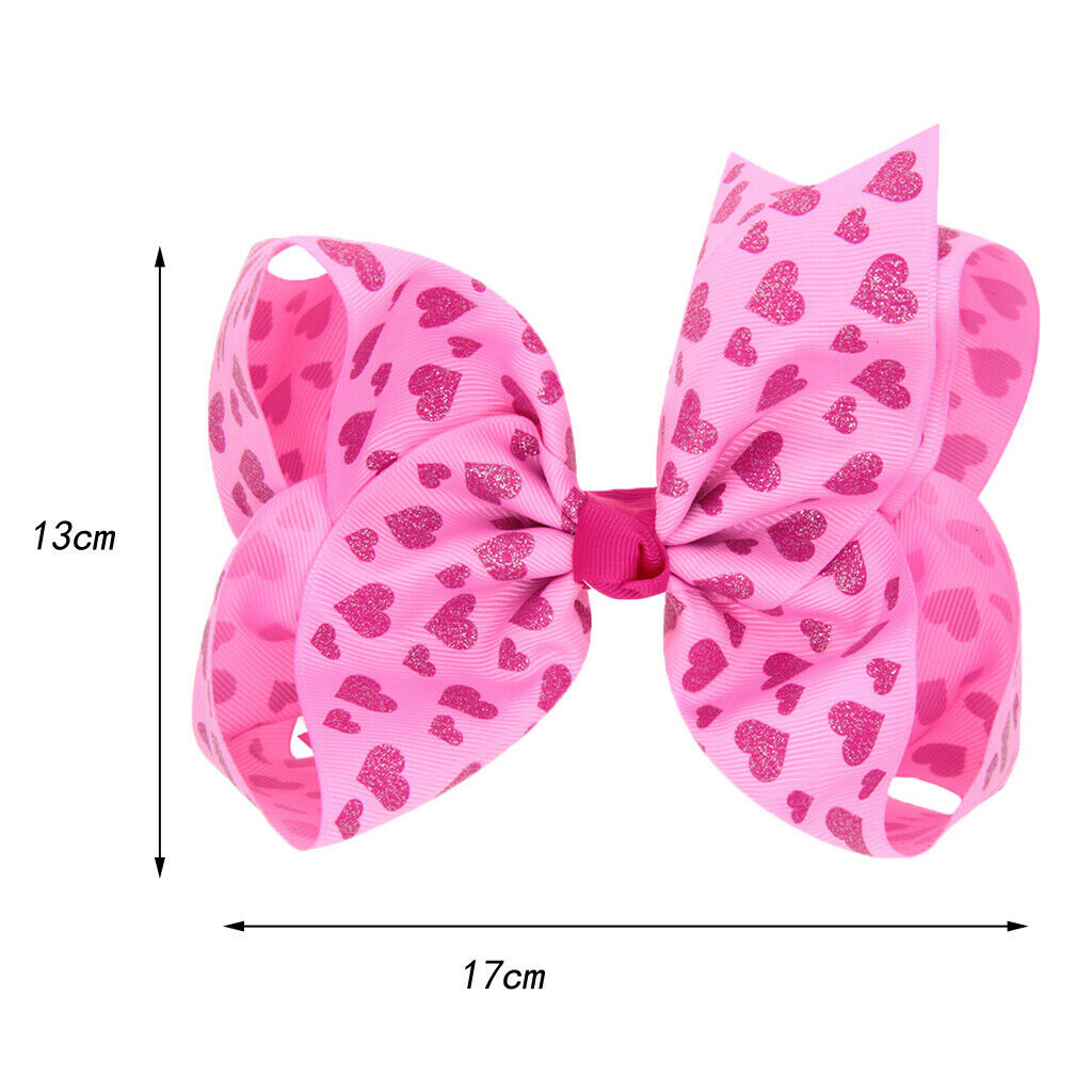 8 Inch Colorful Bow Hairpin Girls Bows with Clip Hair Bows Pink hearts