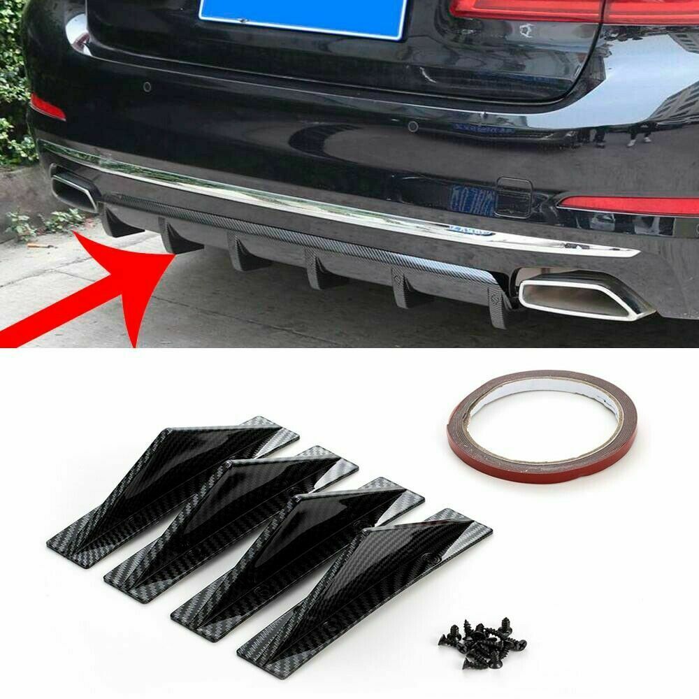 4X Universal Carbon Fiber Car Bumper Diffuser Fin Spoiler Lip Wing Splitter Hot
