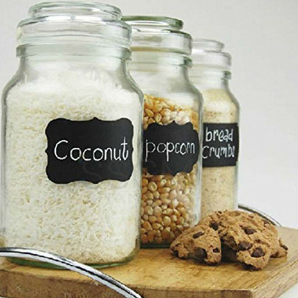 48Pcs fancy black board jam jar label labels stickers decor kitchen suppl_ti UDD