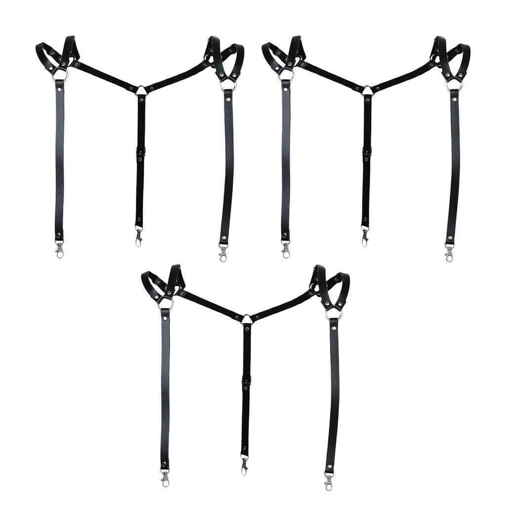 3 Men's Leatherette Suspenders Business Shirt