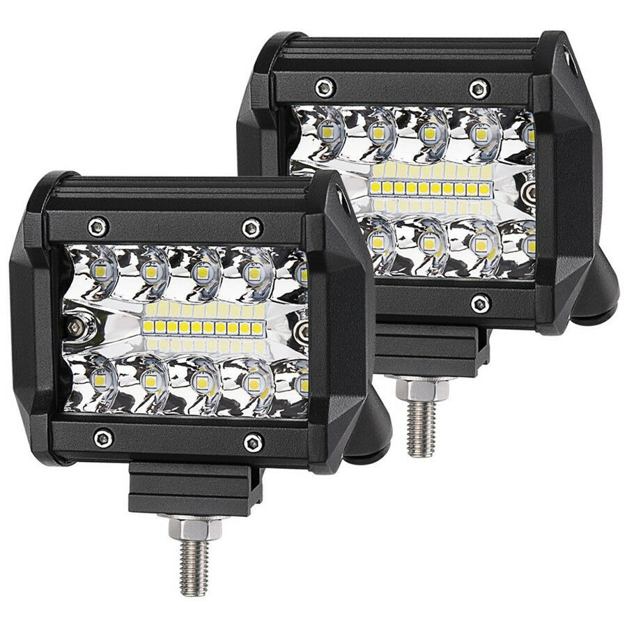 2 Pcs Car Truck 200W 20LEDs Spot Flood Work Driving Fog Light Bar with Bracket
