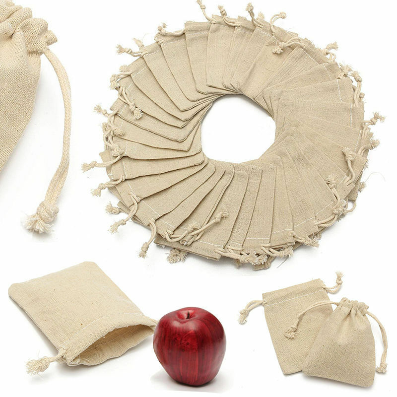 30Pcs Mini Linen Jute Drawstring Gift Bags Pouch Wedding Party Favor Sacks Bag