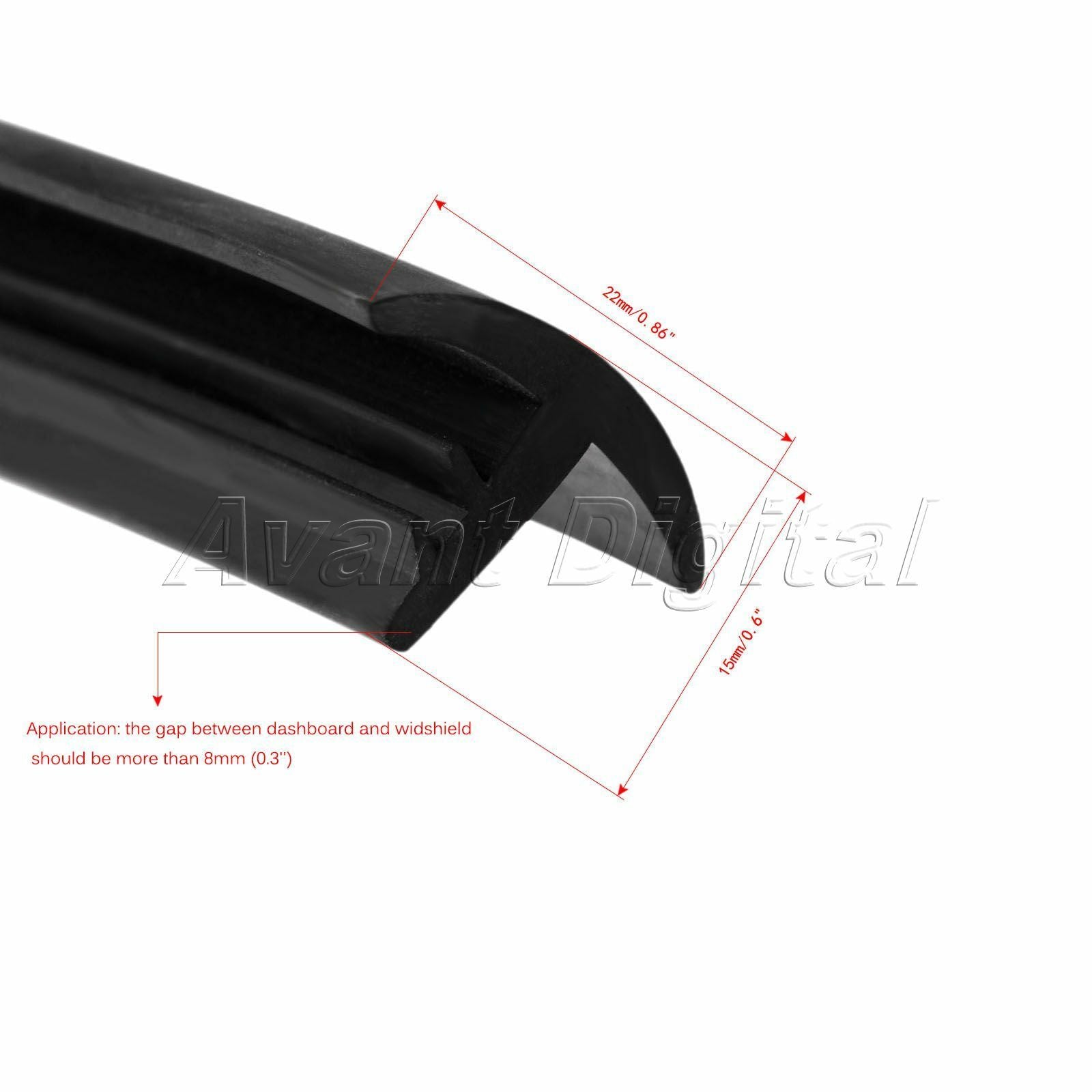 1.6m Car Windshield Dashboard Sealing Strip Soundproof Antidust Seal Trim Rubber