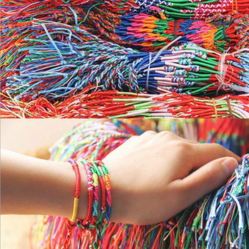 10pc Handmade Thread Woven Friendship Cords Hippie Anklet Braid Lucky Bracelet