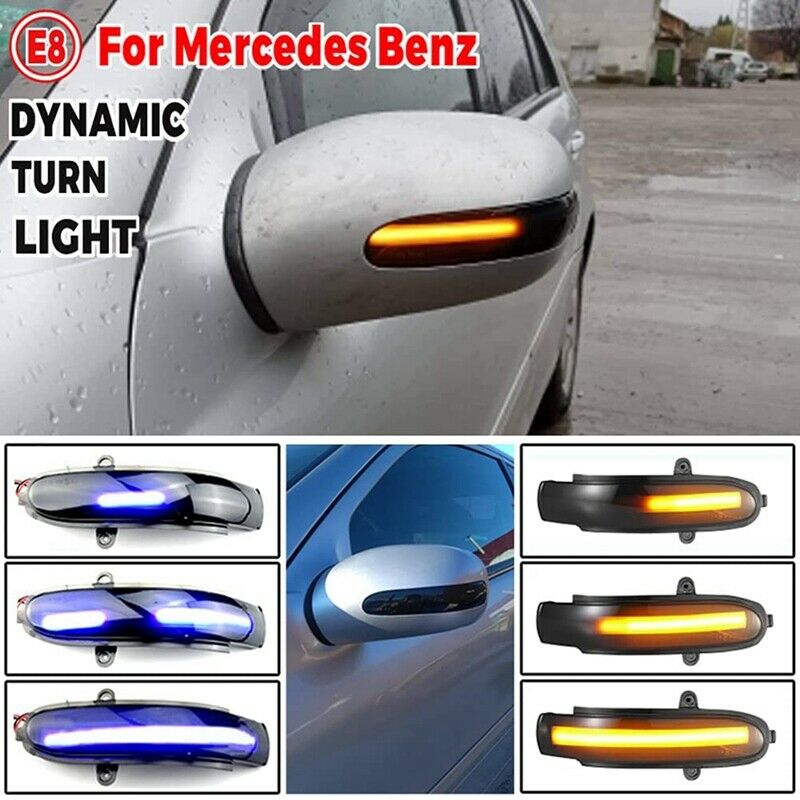 Blue&Yellow LED Dynamic Rearview Mirror Lights for Benz C Class W203 S203 CL20D5