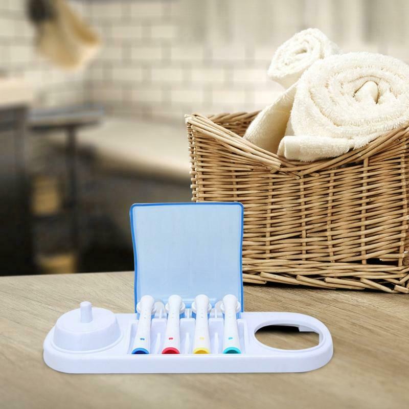Electric Toothbrush Plastic Stand Charging Station with 4 Brush Head Holder Box