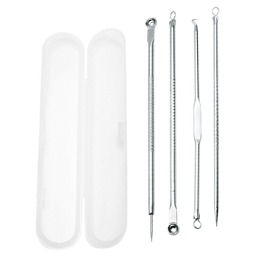 4 Piece Blackhead Acne Comedone Blemish Extractor Remover Stainless Tool Kit