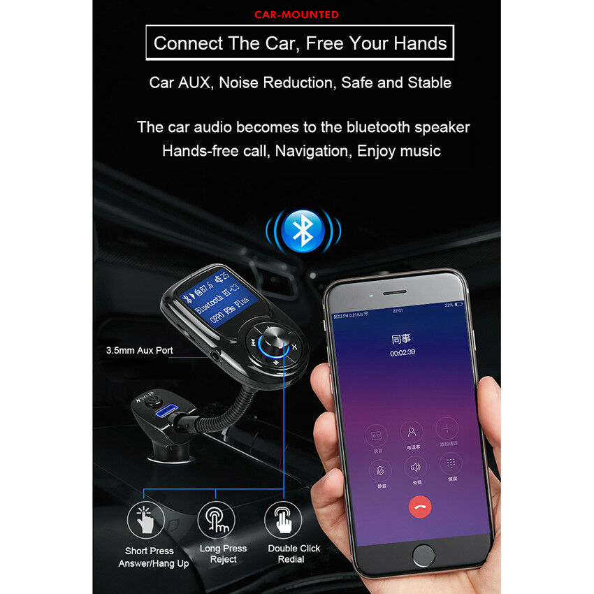 Wireless In-Car Bluetooth  MP3 Radio Adapter Car Fast USB Charger car Charging