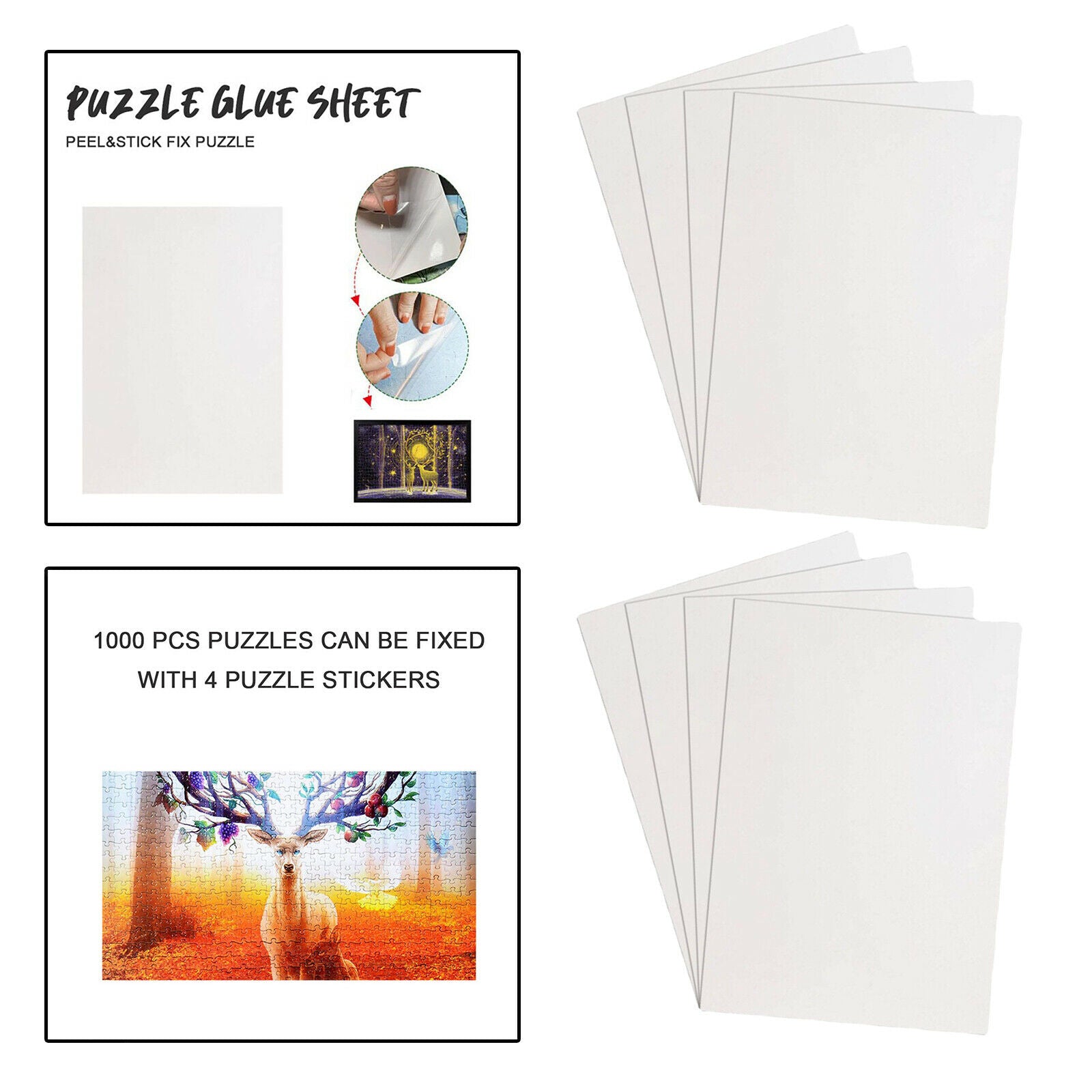 8x Clear Puzzle Glue Sheets Jigsaw Saver Puzzles Backing Gluing Sheet Paper