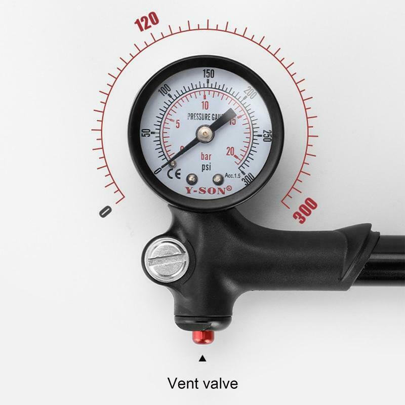 Bicycle Manual Light Front Fork Shock Absorber Rear Pump w/ Tire Pressure Gauge