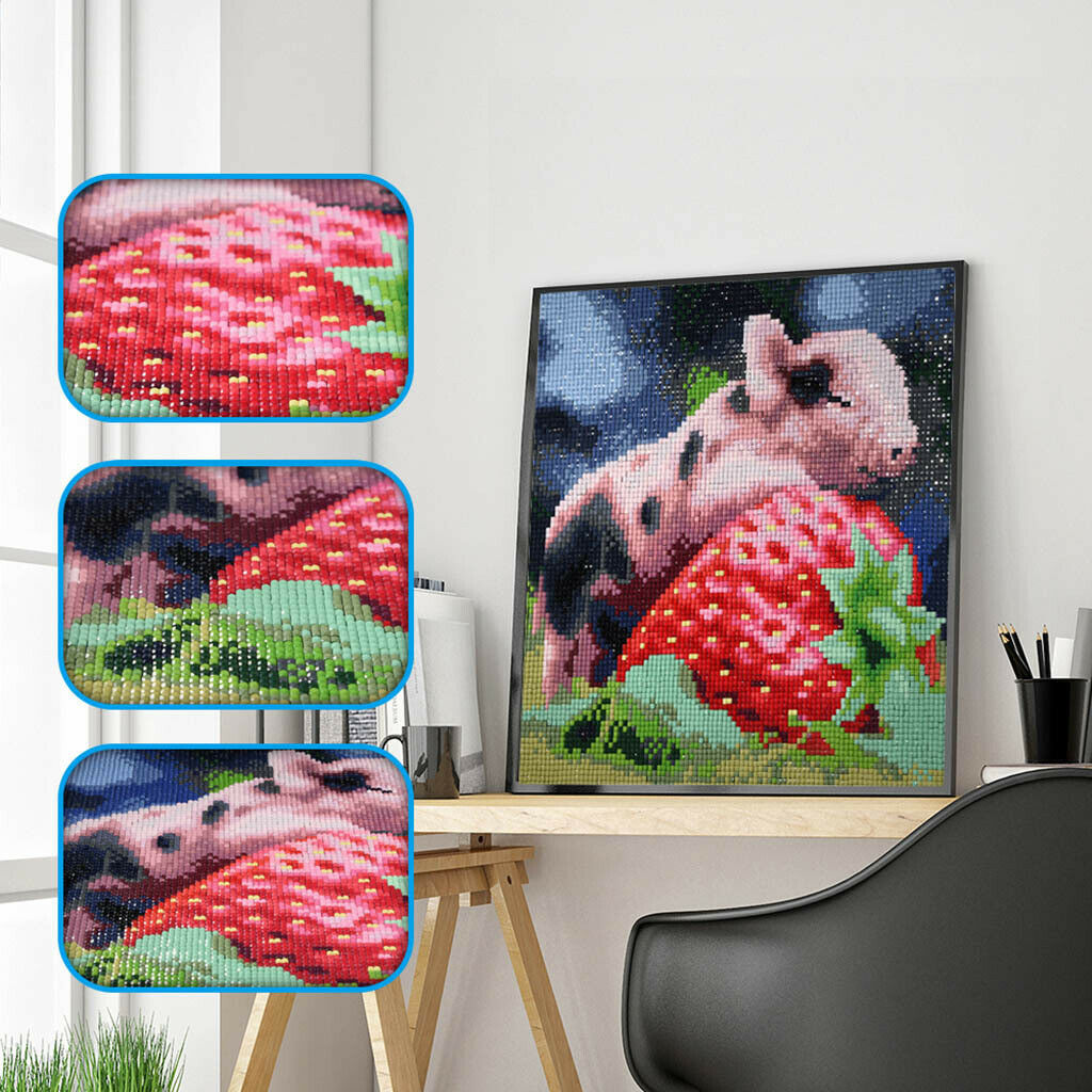 Full Square Drill 5D DIY Diamond Painting Embroidery Kits Strawberry Pig