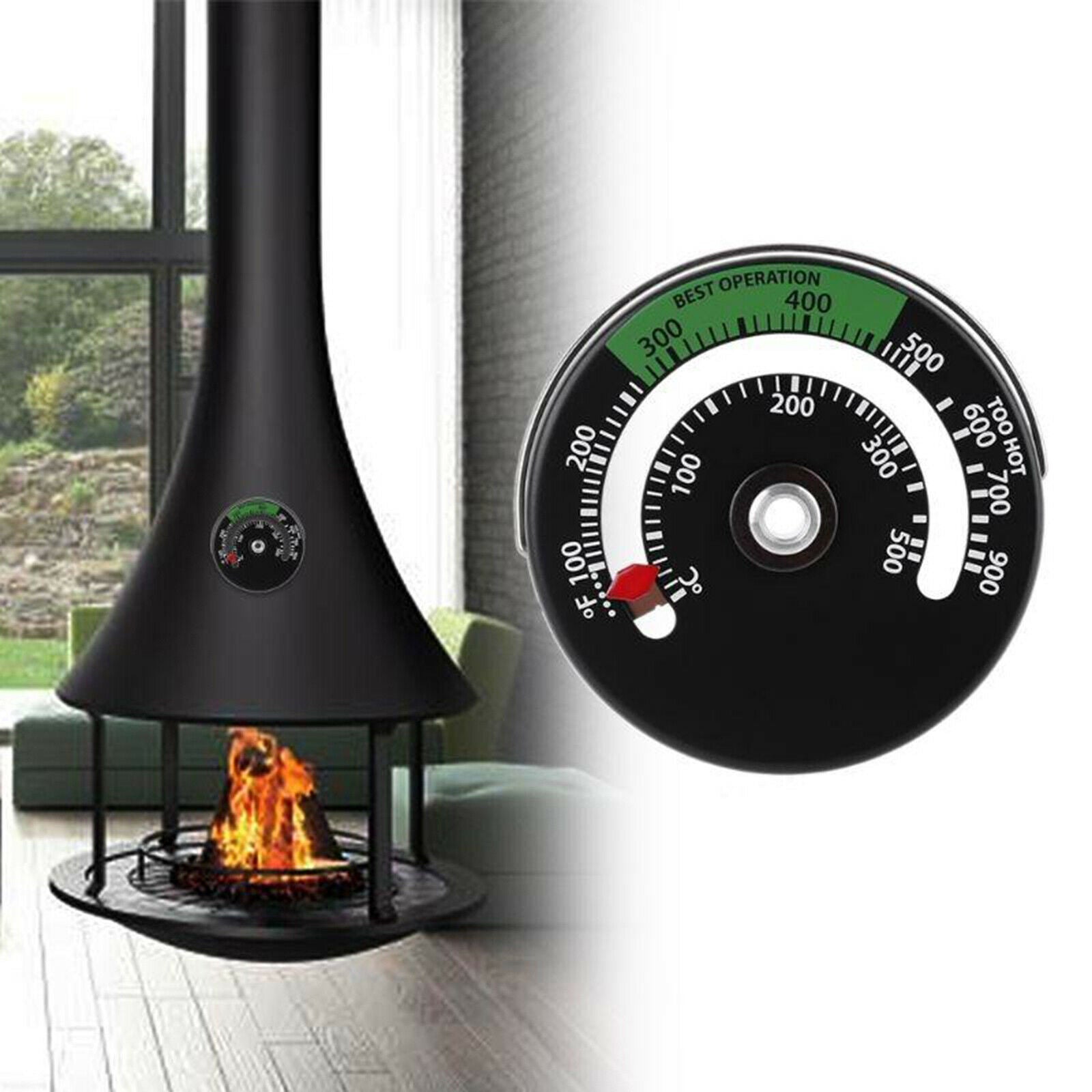 Magnetic Stove Flue Thermometer Wood Burning Temperature Gauge Stove F/C