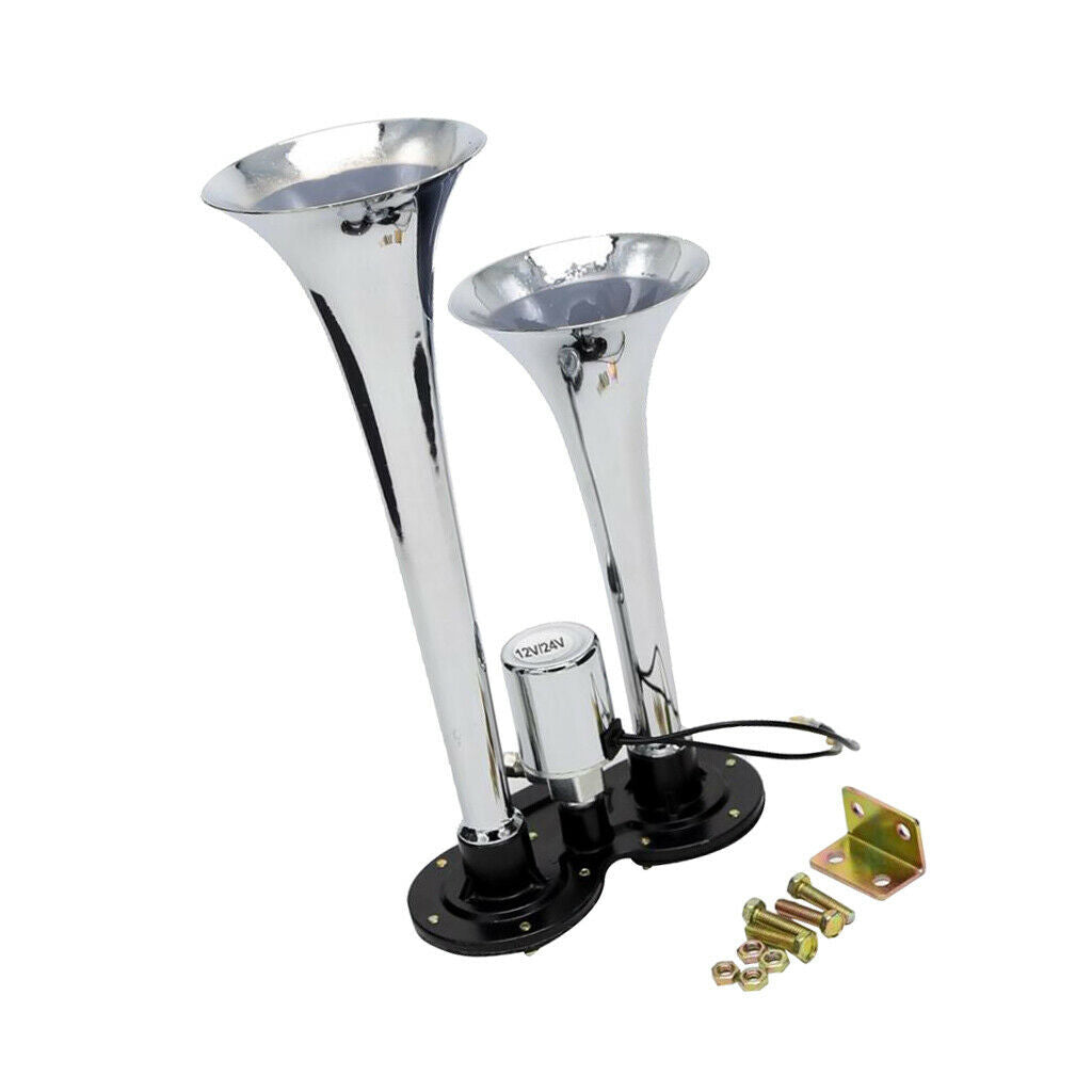12V/24V DC Dual Trumpet Air Horn Compressor Kit - Super Loud 150db Car Truck RV