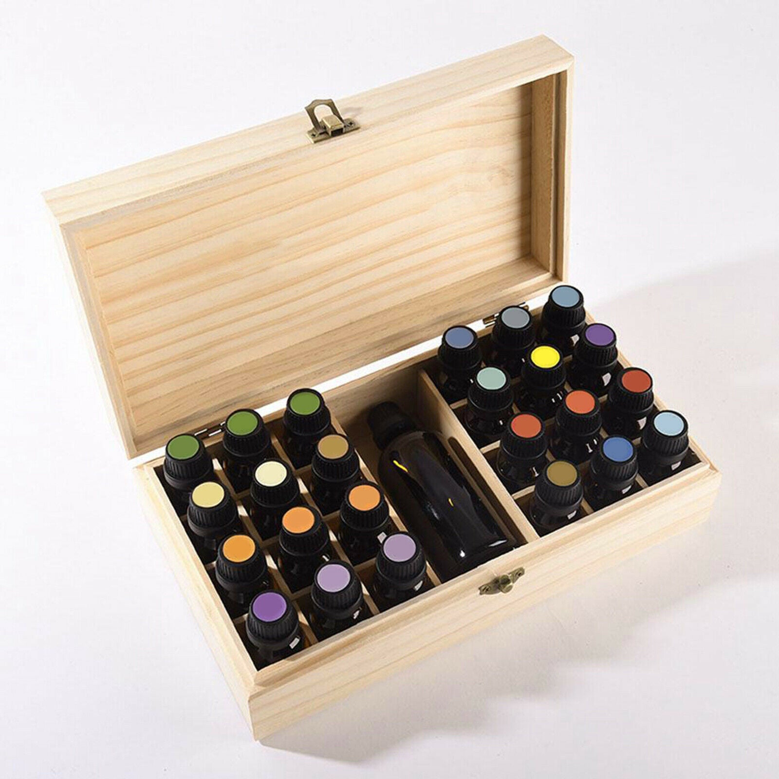 25 Slots Wooden Storage Box Organizer Case for Essential Oils Aromatherapy