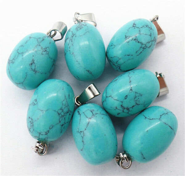 100Pcs 20x12mm Wholesale Green Turquoise Oval Pendant Bead Accessories HH8246