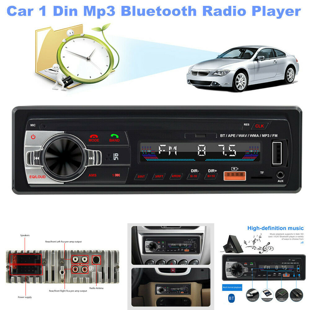 Car 1 Din Mp3 Bluetooth Hands-Free Radio USB Lossless Music Player 4 Channel