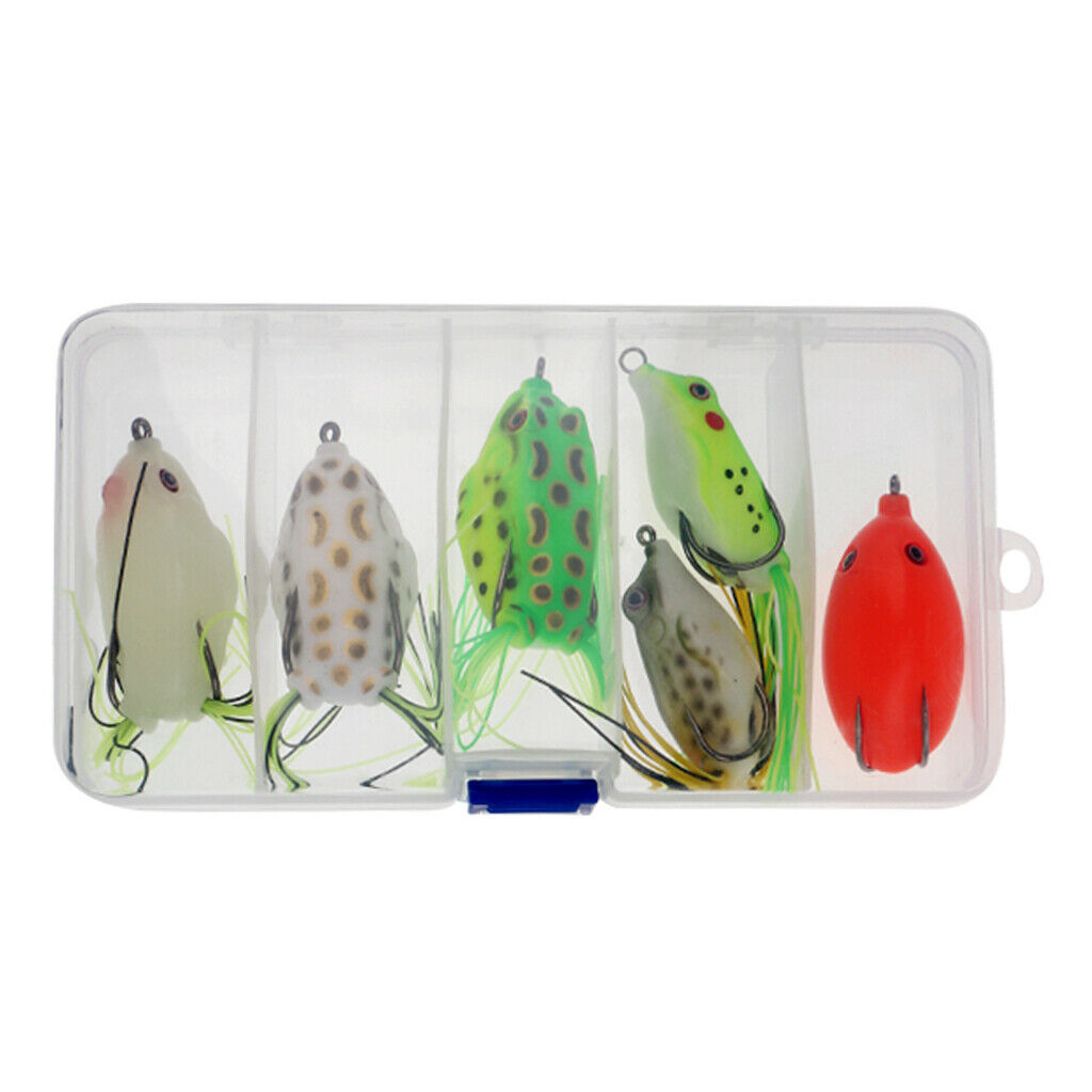 6 Pcs Soft Frog Lure Bass Fishing Hooks Bait Tackle Topwater Fishing Tool