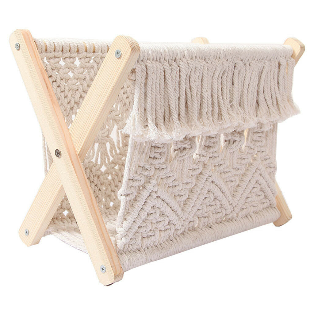 Hand-woven Magazine Rack Basket Boho Country Style DIY Living Room Office