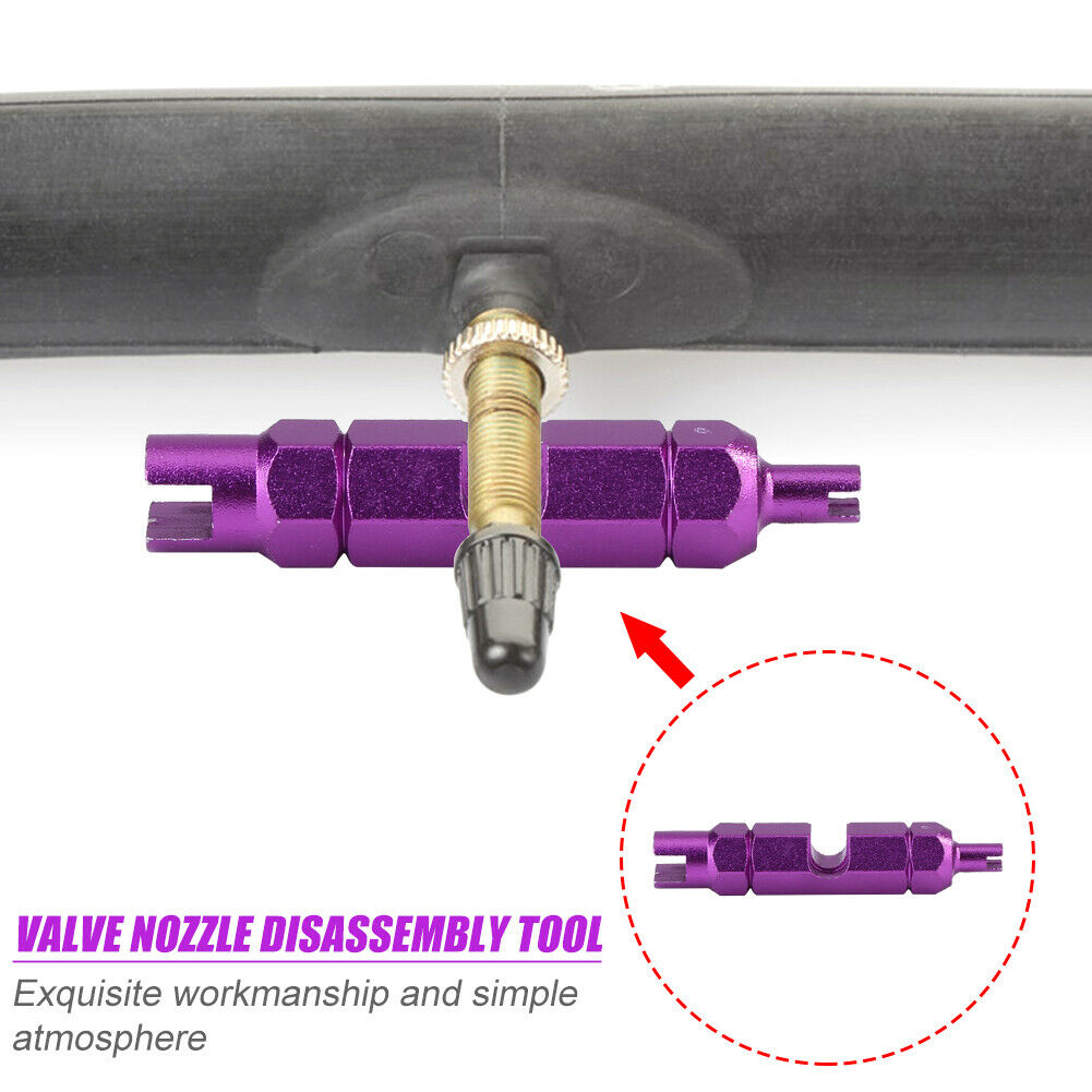 Bicycle Tire Wrench American French Valve Core Disassembly Tool (Purple)  @
