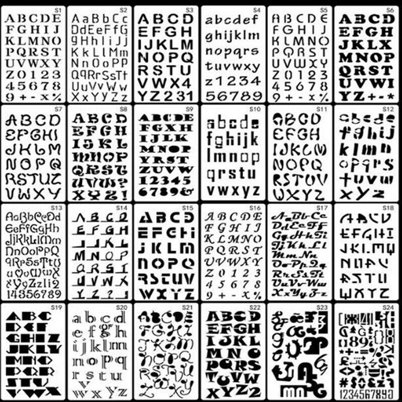 24pcs Alphabet Letters Drawing Template Stencil Painting Embossing ScrapbookBDA
