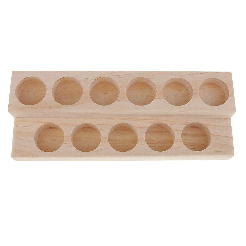 2Set Wooden Essential Oil Display Stand Rack Organizer Shelf Total 17 Bottle
