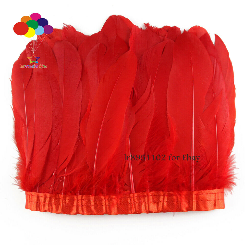 2 meters long new Red 15-18cm wide goose feather trim cloth with DIY sewing