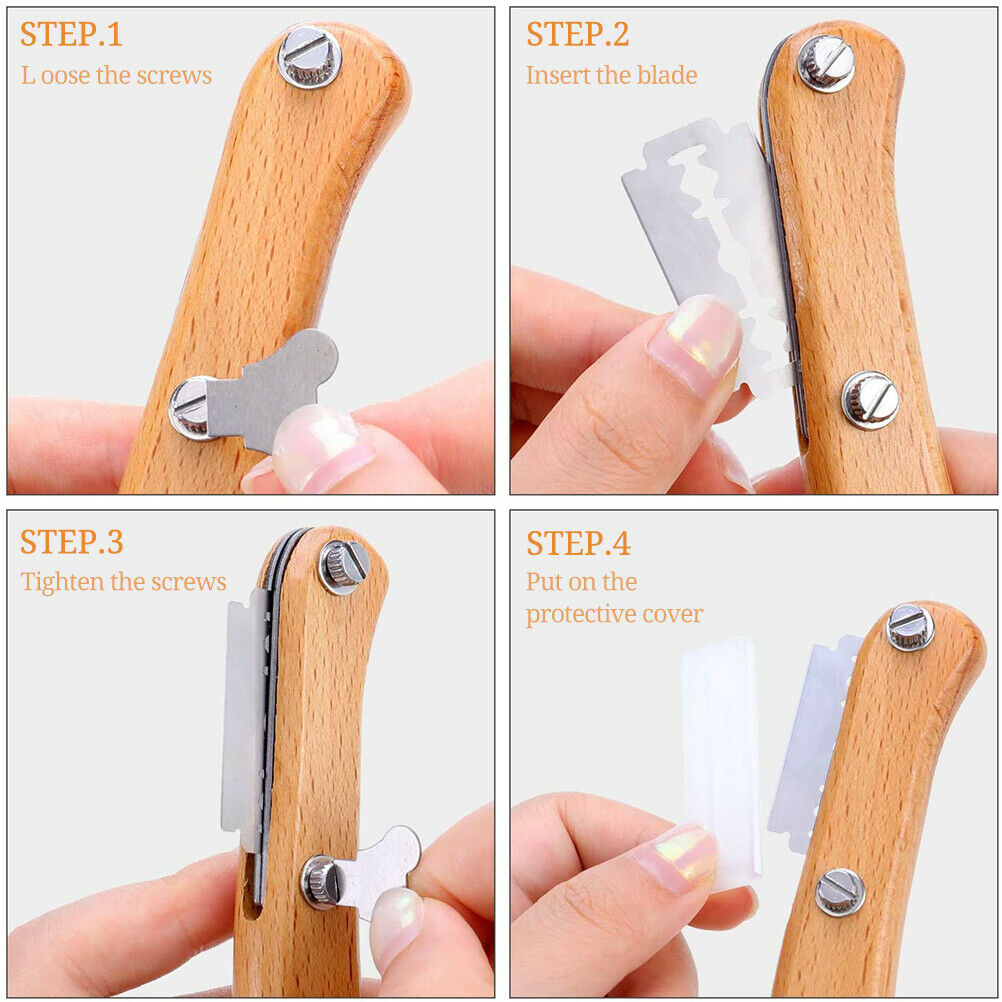 Bread Lame Wooden Handle Bread Slashing Tool Dough Cutting with 5 Pieces Blades