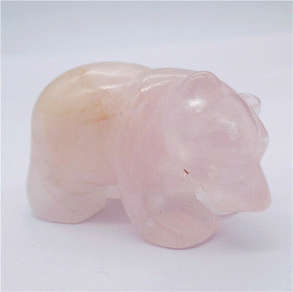 48x30x26mm Natural Rose Quartz Carved Bear Decoration Statue Home Decor HH7736