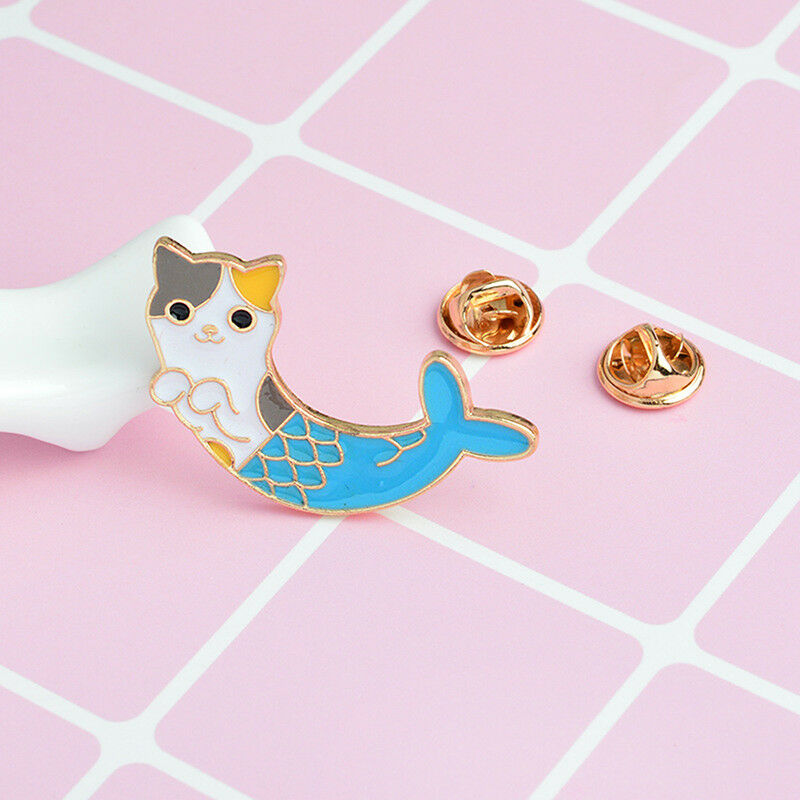Enamel Mermaid Cat Brooch Pins Shirt Collar Pin Breastpin Women Jewelry Gi.l8