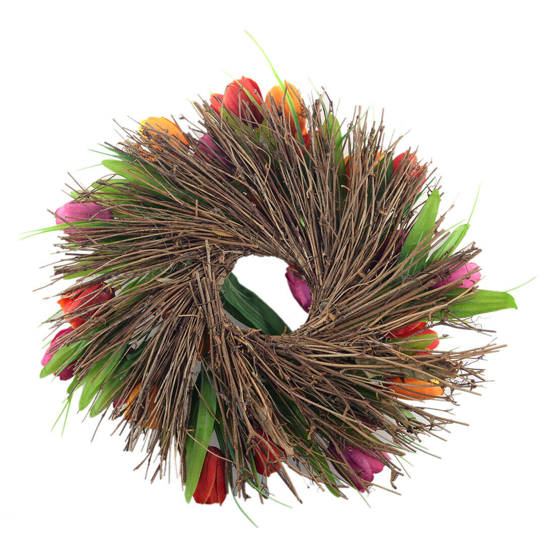 1pc Spring Artificial Tulip Front Door Wreath Home Wall Window Hanging Decor