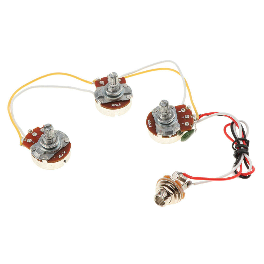 Circuit Wiring Harness Kit T+V B250K A250K Pots Socket DIY for Jazz Bass
