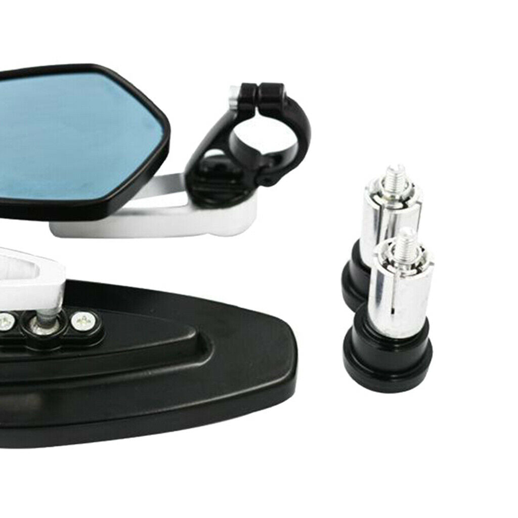 Black 1 Pair Motorcycle Rear View Mirrors Handlebar End Side View Mirrors