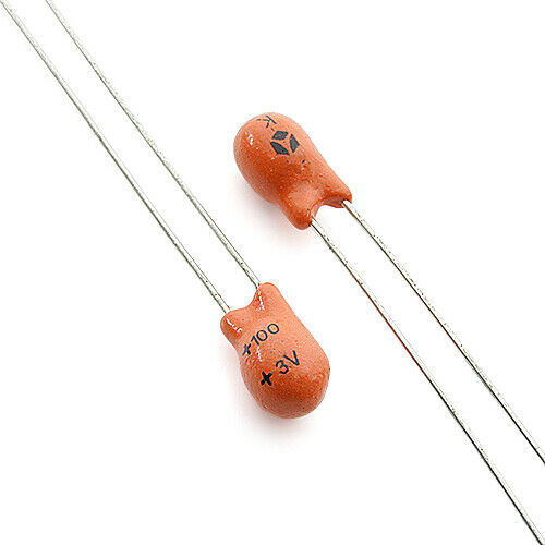 [20pcs] 100uF-3V-K Tantalum 100uF 3V K=10% R=5mm THT