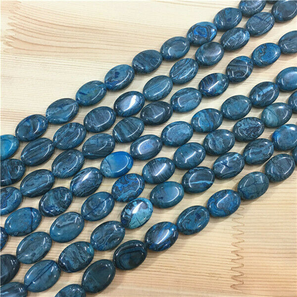 1 Strand/22Pcs 18x13x5mm Blue Crazy Lace Agate Oval Loose Beads 15.5inch HH690