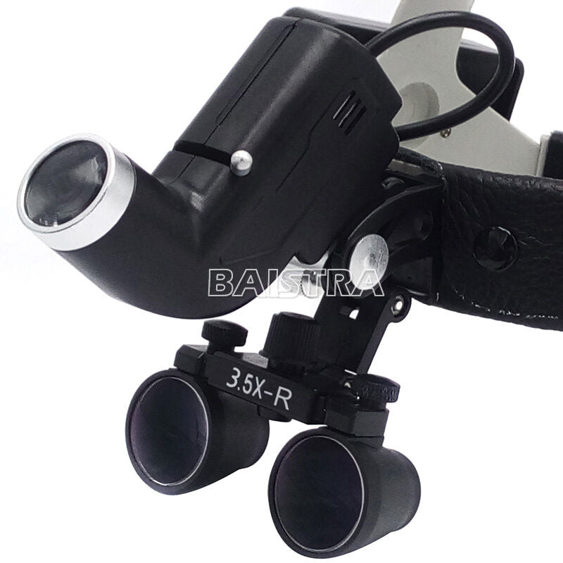 Dental 3.5X Surgical Headband Leather Medical LED Binocular Loupes DY-106 Black