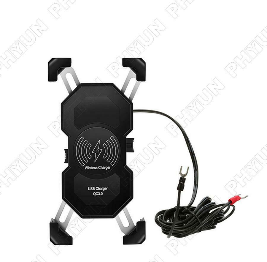 Motorcycle Phone Holder 15W Qi Wireless Smart Charger Semiautomatic Bracket 2in1