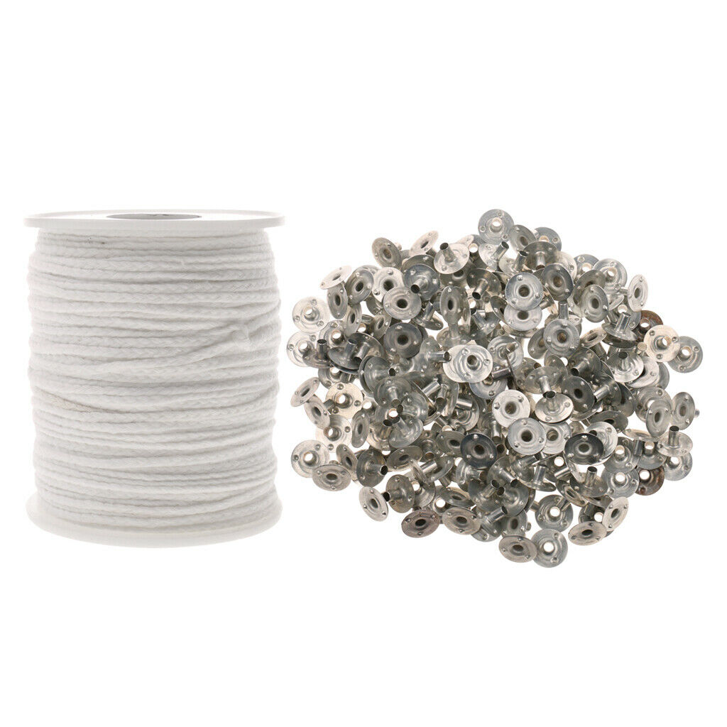 200ft Candle Wicks with 200x Sustainers Tabs For Scented Candles DIY Making