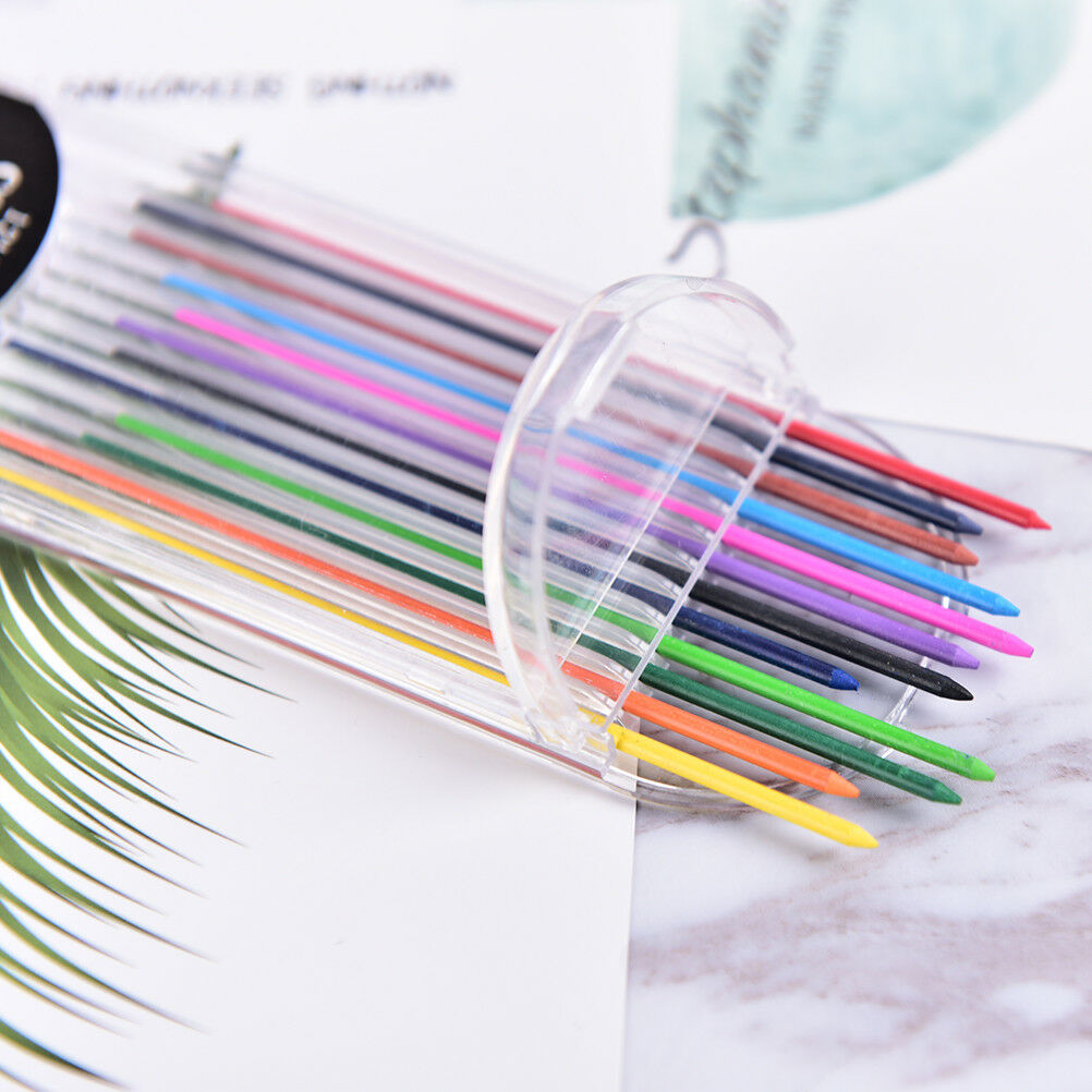 2.0mm 2B Colored Pencil Lead 2mm Mechanical Clutch Refill Holder 12 Colors SetDD